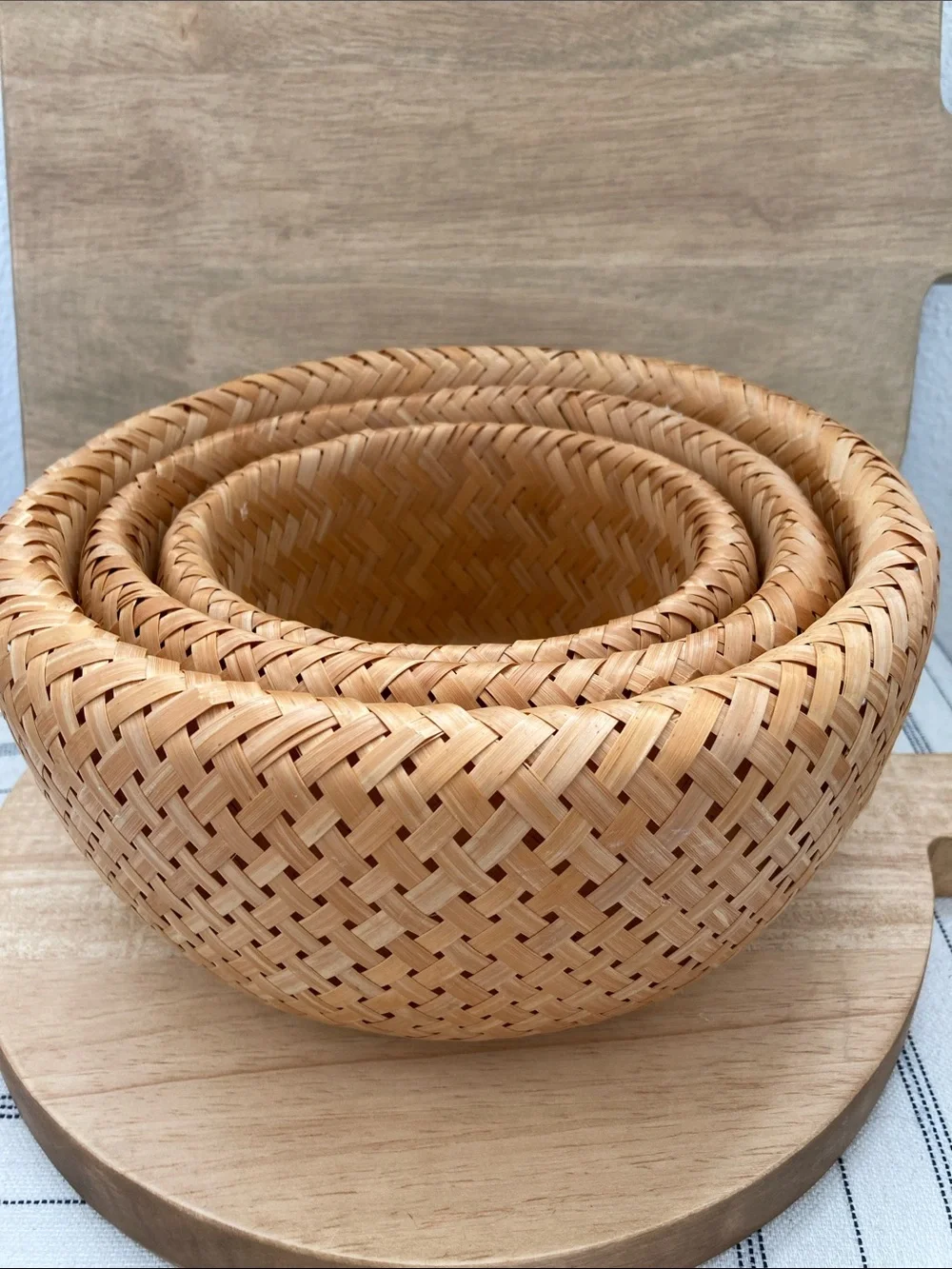 SALE! 70% Off Vintage Woven Rattan Decorative Bowl - Natural Tan Set of 3